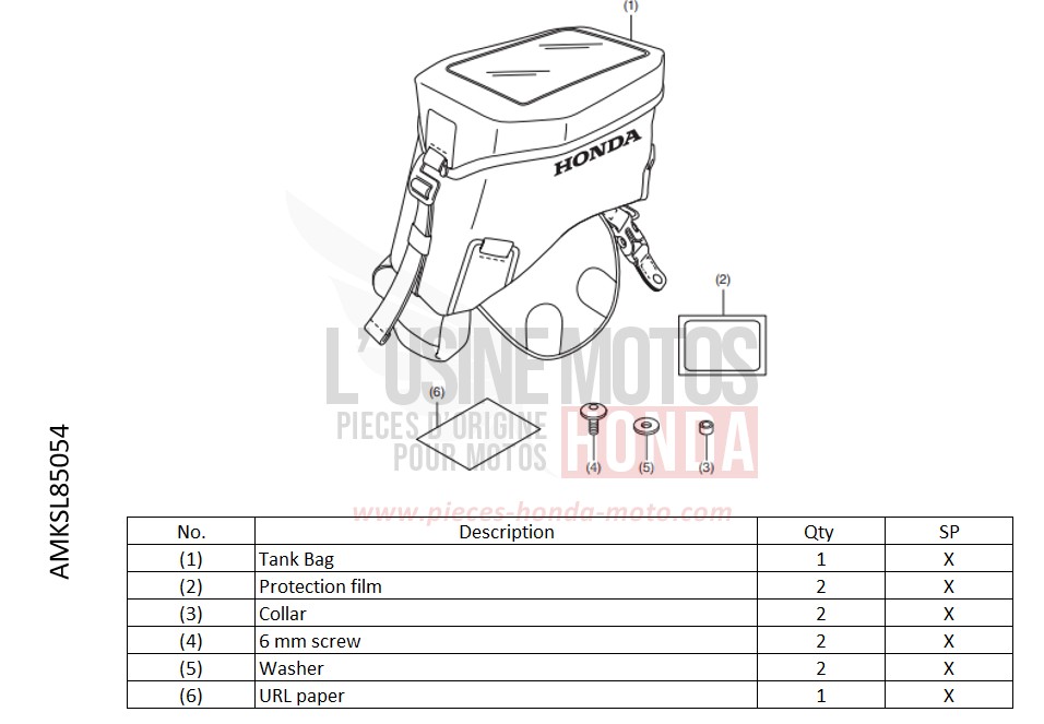 KIT,TANK BAG(4.5L) de Africa Twin DCT GRAND PRIX RED (R380B) de 2022